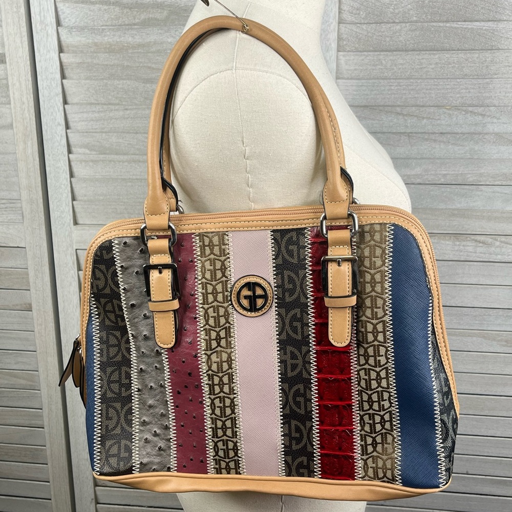 GIANI BERNINI Patchwork Stripe Dome Satchel Bag